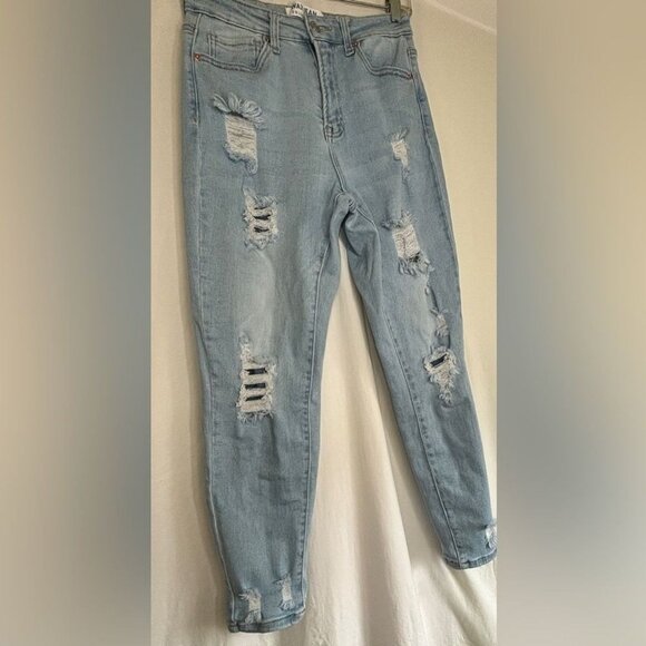 Wax Jeans Mom Light Wash Distressed Sz 5 Sz 27 - Picture 2 of 10